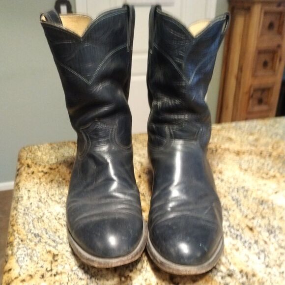 Justin 3024 Roper Boots - Mens - Size 9 EE - Blue Western Leather - Picture 5 of 12